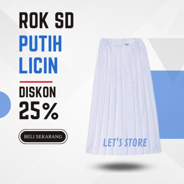 Rok Panjang Rempel SD Putih Bahan Licin