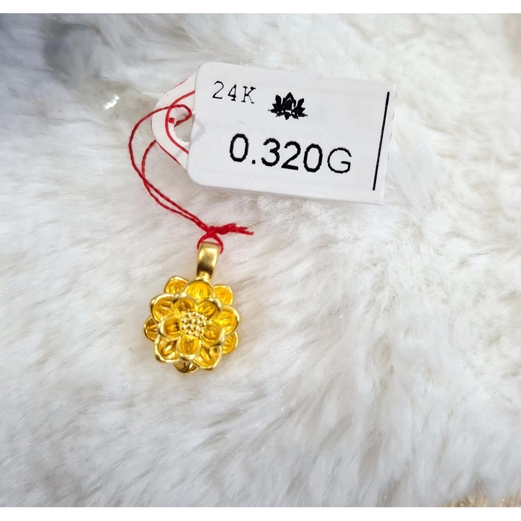 Liontin Emas Asli Teratai 24K.Hongkong 999.9