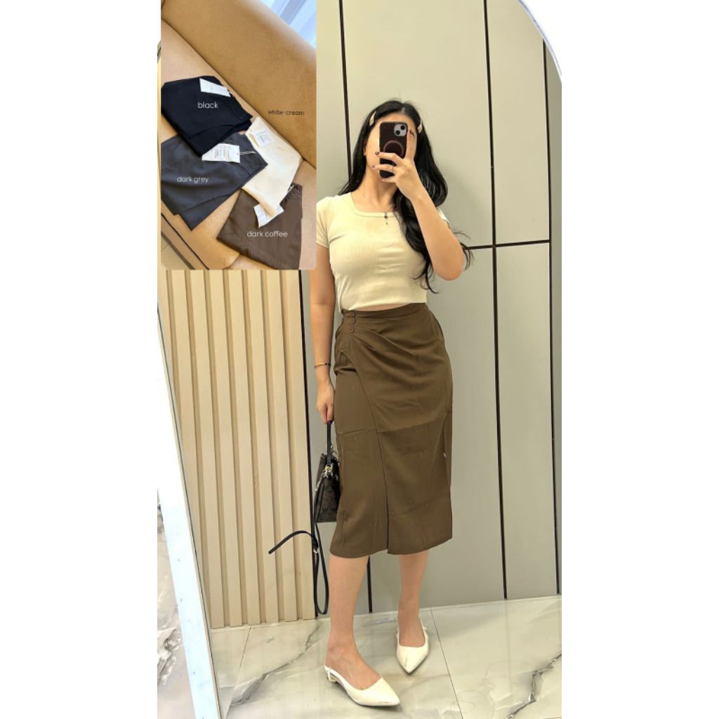 Rok Span Import 7/8 Rok Import Wanita Fashion Kancing Samping - SHELICIOUSROOM PREMIUM LOKAL ¤  FREY