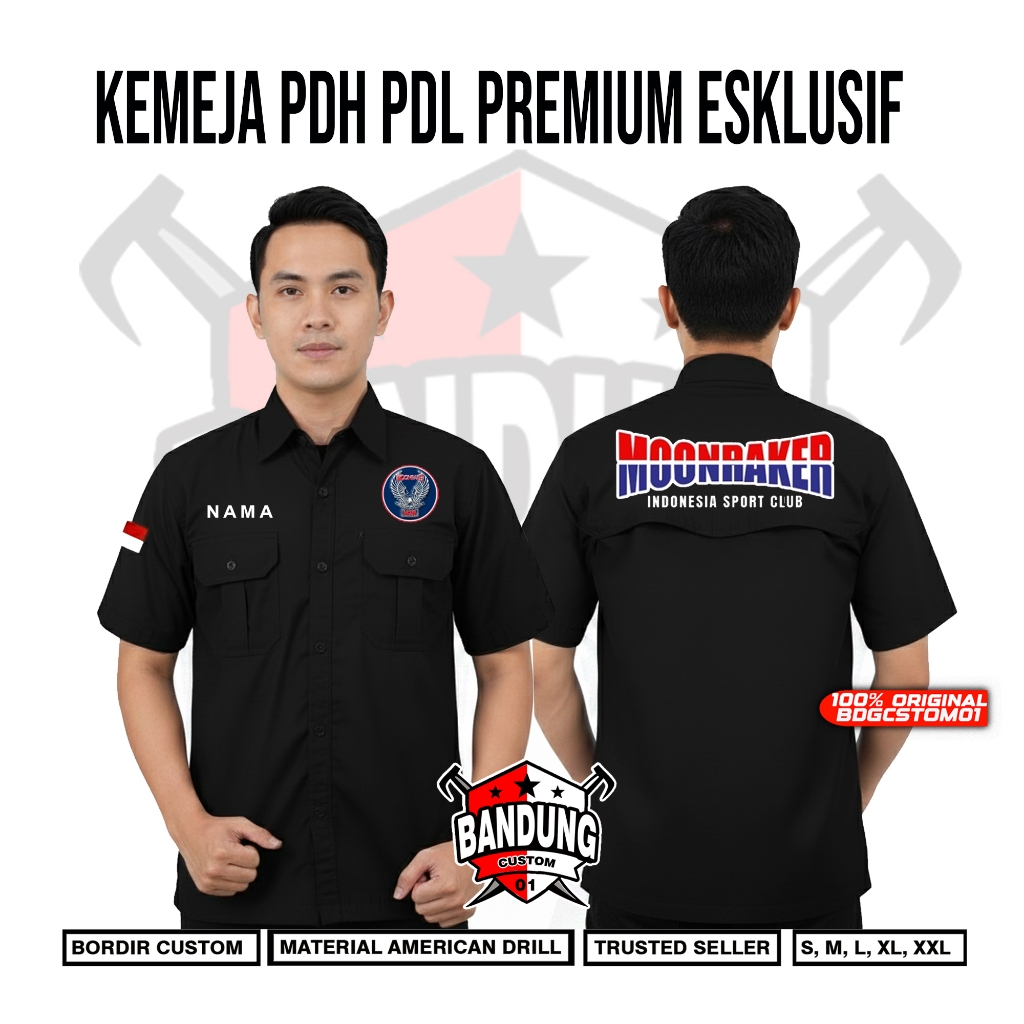 KEMEJA MOONRAKER - KEMEJA PDL MOONRAKER - KEMEJA CUSTOM BORDIR