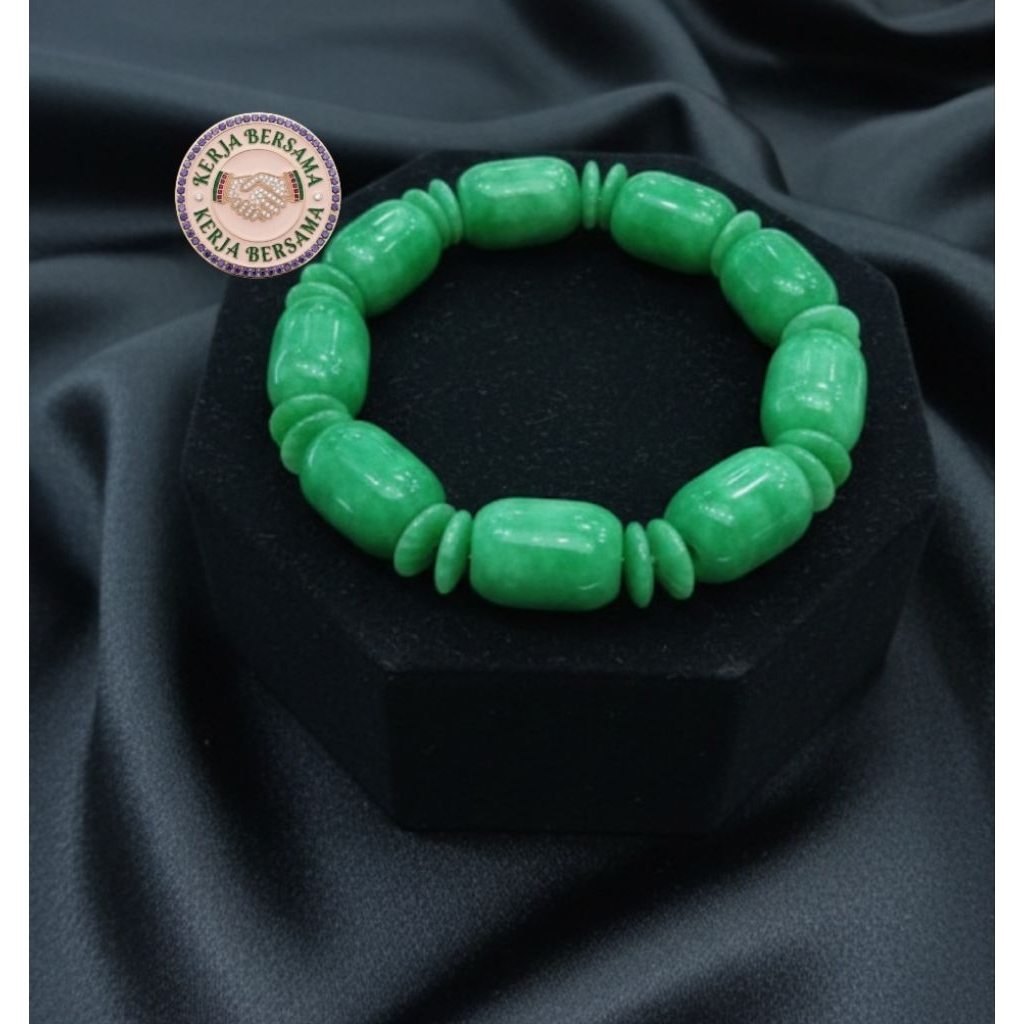 Gelang Batu giok asli motif bulat kapsul