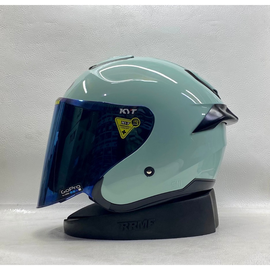 KYT KYOTO ALL WARNA PAKET GANTENG KACA BLUE FREE SPOILER 2D DAN 3D - HELM KYT ORI SNI HALF FACE COWO