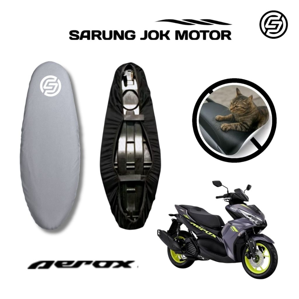 Sarung Jok Motor Aerox Cover Jok Motor Anti Cakar Kucing Waterproof Kualitas Premium