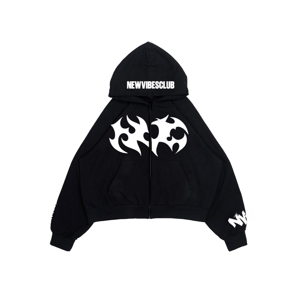NEWVIBESCLUB - NVC  Hoodie Boxy  Zipper Boxy Puff ink  Pria  Unisex  Gramasi 300 GSM  Black  hoodie 