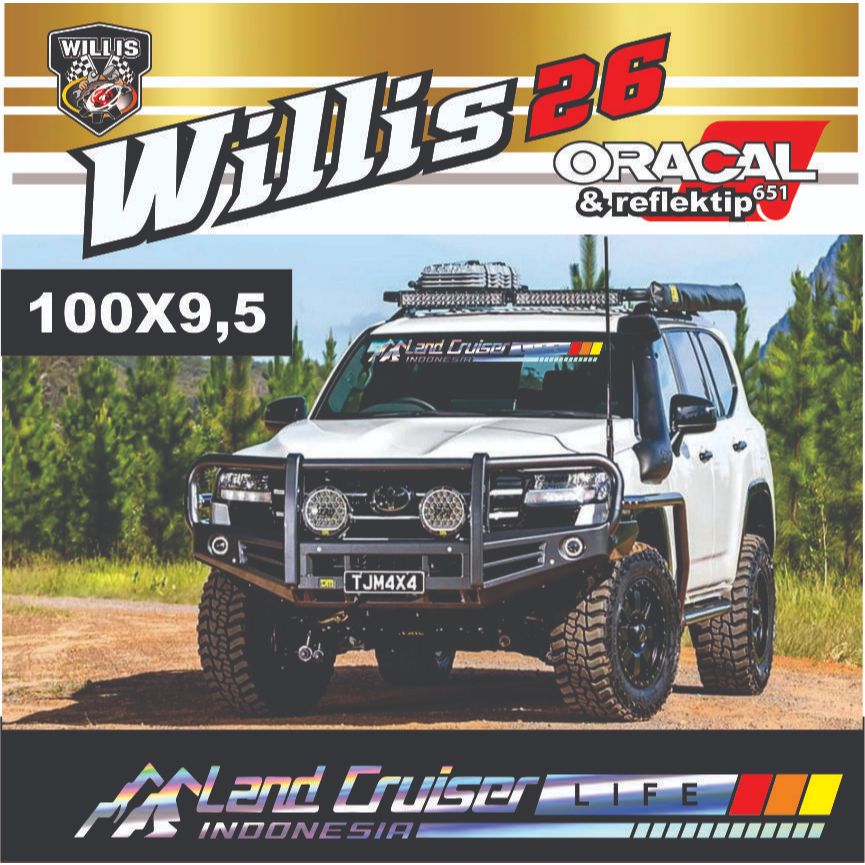 sticker stiker KACA DEPAN MOBIL LAND CRUISER hologram laser