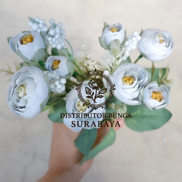 DB - PEONY SALJU KECIL CABANG 5 BUNGA PALSU PEONY ARTIFICIAL FLOWER DECORATION DEKORASI MEJA TABLE B