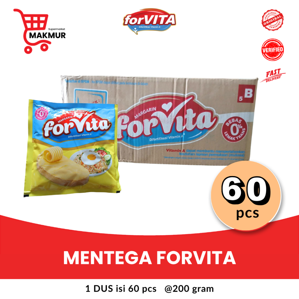 Mentega Forvita  1 DUS isi 60 pcs @200gram GROSIR || Forvita Margarine 200gr Vitamin A No Trans Fat 