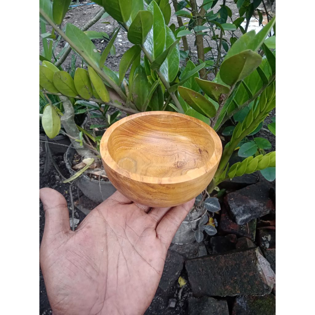 Mangkok Kayu Jati / Mangkok 13cm / Mangkok Kayu Jati pilihan Berkualitas