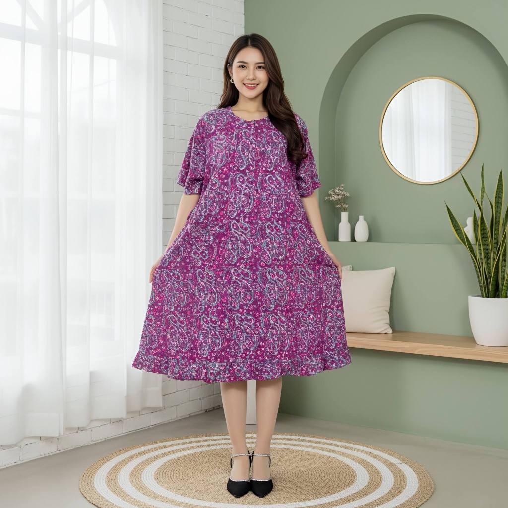 DASTER JUMBO CAP BATIK BAHAN RAYON TEBAL BUSUI FRIENDLY