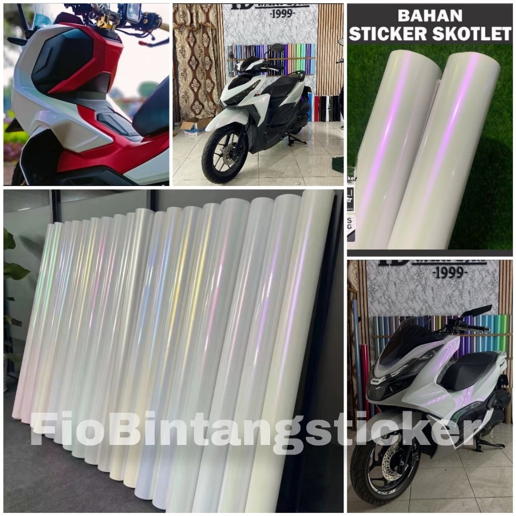 Skotlet Putih Mutiara Lembayung Premium Glossy, Doff Anti Gores Full Body Motor Mobil Elegan & Mewah