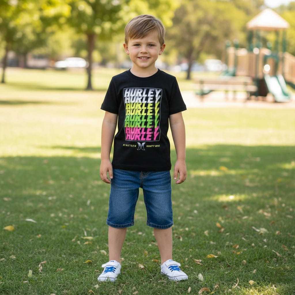 Kaos Hurley Stack Em Up Kids Tee Black Original