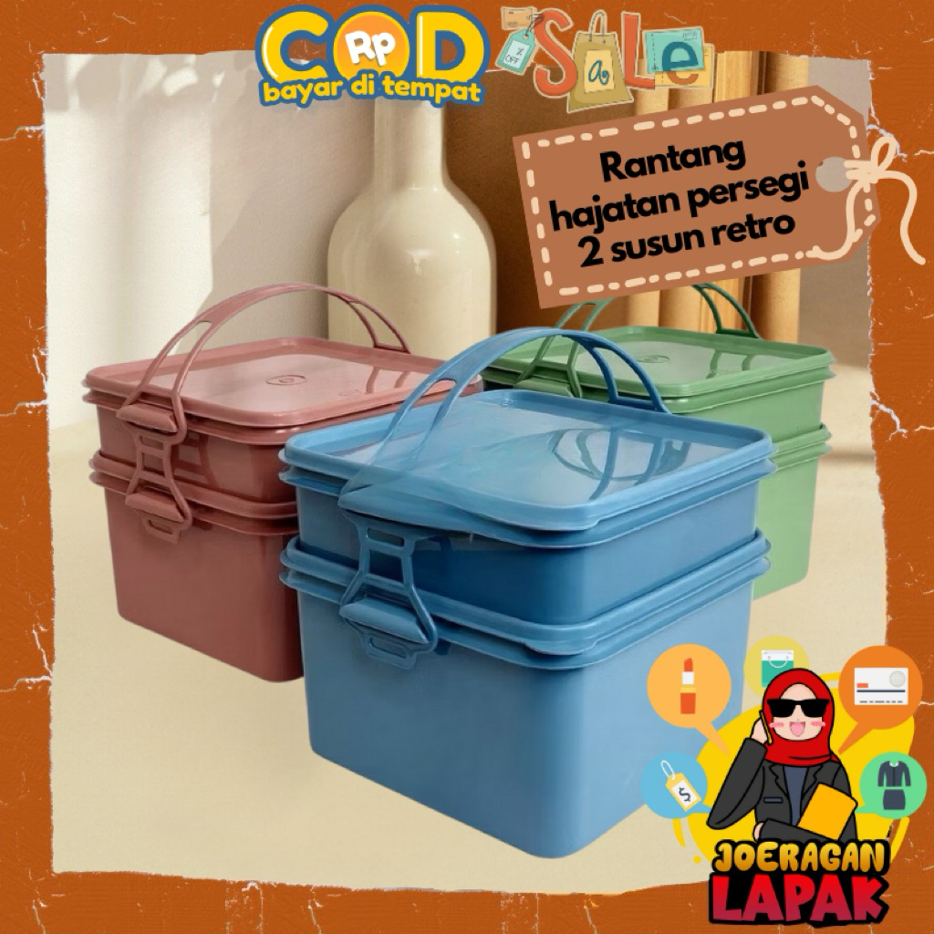 (JOERAGAN LAPAK) RANTANG HAJATAN PERSEGI - RANTANG PLASTIK SUSUN TEMPAT MAKAN BEKAL BONTOT LUNCHBOX 