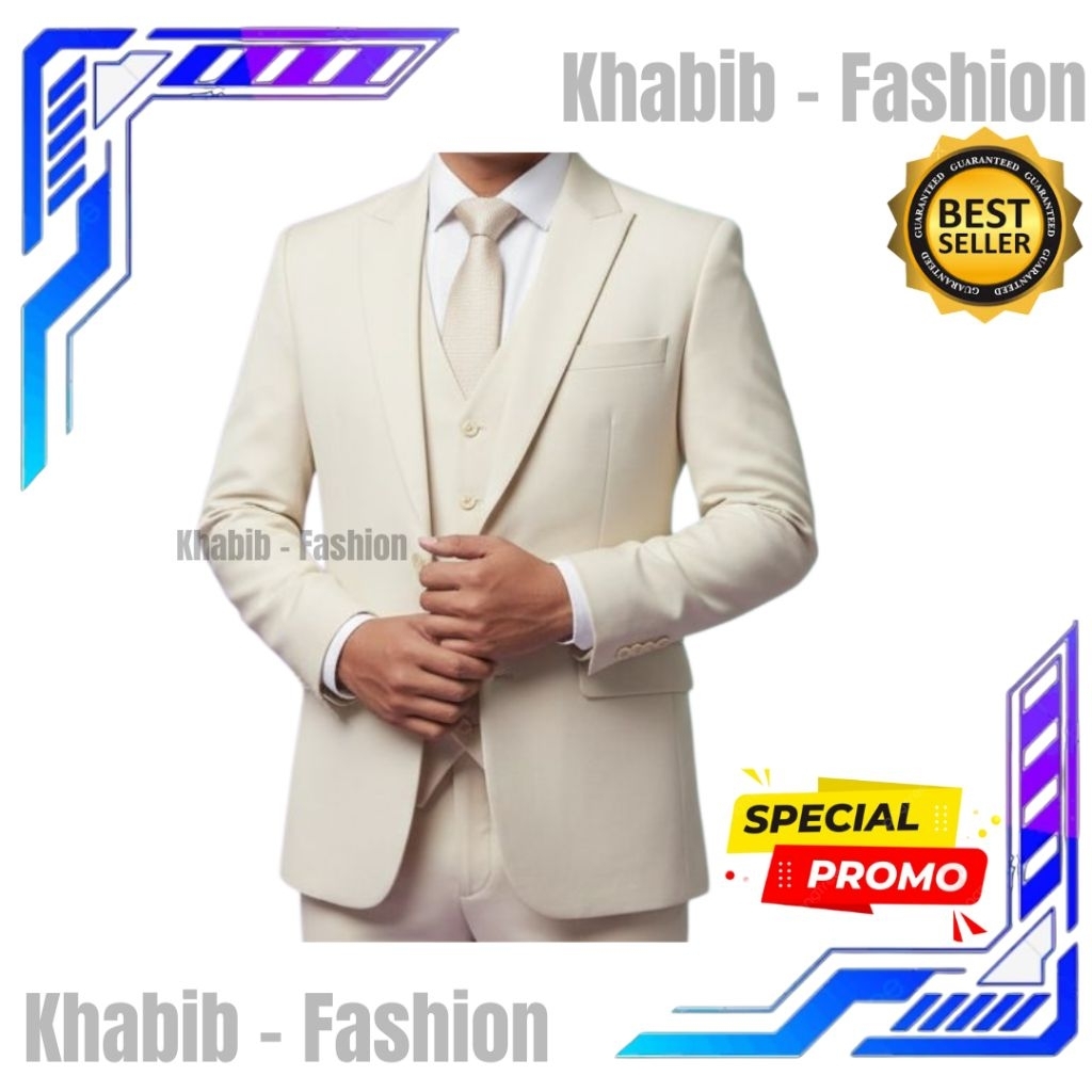 JAS FORMAL / JAS RESMI / JAS NIKAH / JAS ALMAMATER / JAS WISUDA / JAS BLAZER PRIA WARNA CREAM MUDA