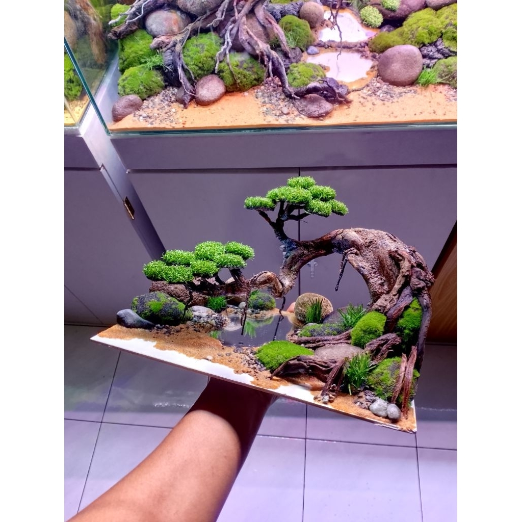 Bonsai Aquascape Tanaman Sintetis Ukuran 30cm Siap Pakai