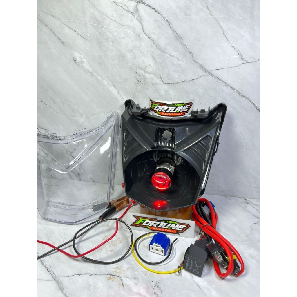 Reflektor Lampu Depan Biled H4+Soket Beat Fi 2013 2014 2015 2016 Tinggal Pasang