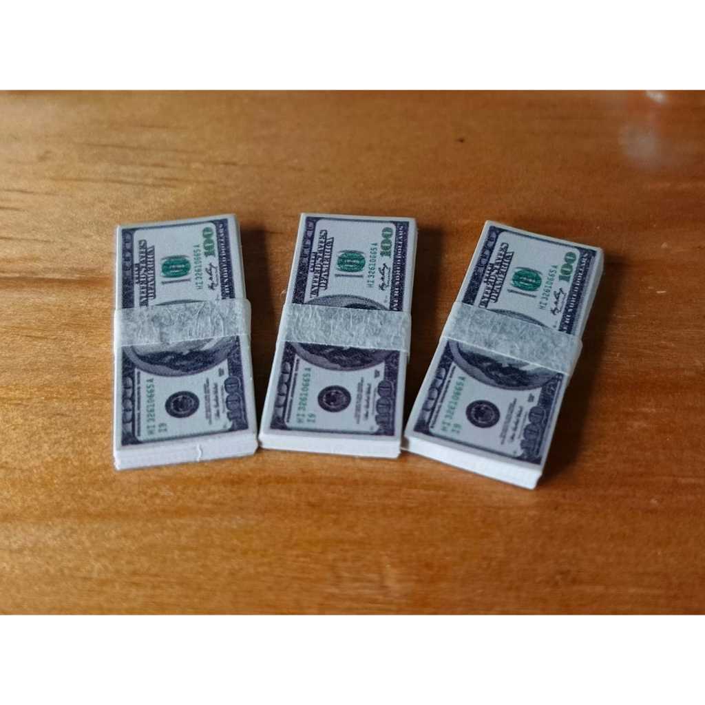 Miniatur mainan mini uang 100 dollar lama isi 5 Lembar dalam 1 bundel/ Uang Mahar/ Uang Untuk Buket/