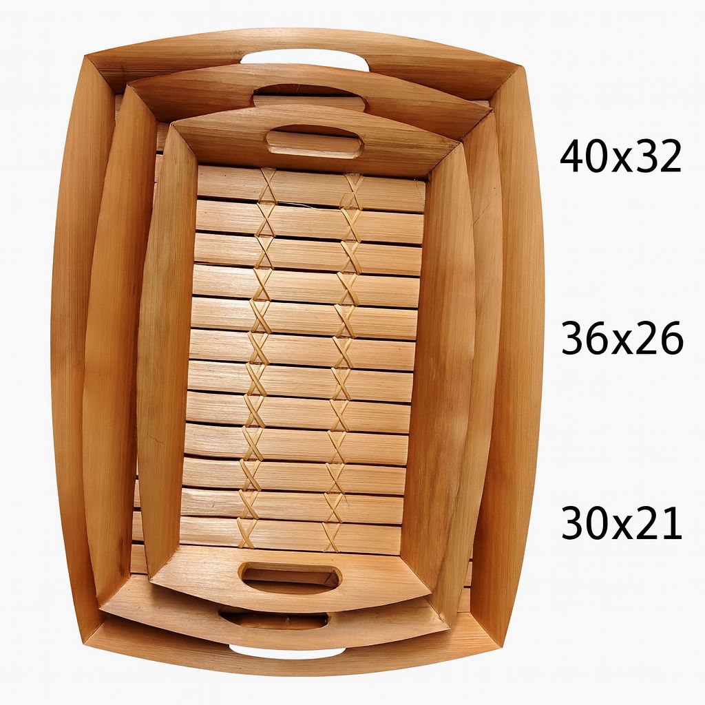 Nampan bambu - 1 set baki bambu - tray bambu - nampan bambu persegi - nampan cantik dapur minimalis