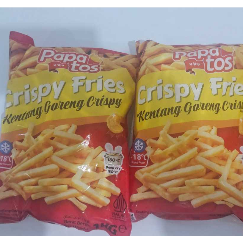 Papatos Kentang Goreng Crispy Fries 1KG Premium Potato Crispy Fries Siap Goreng Halal Frozen
