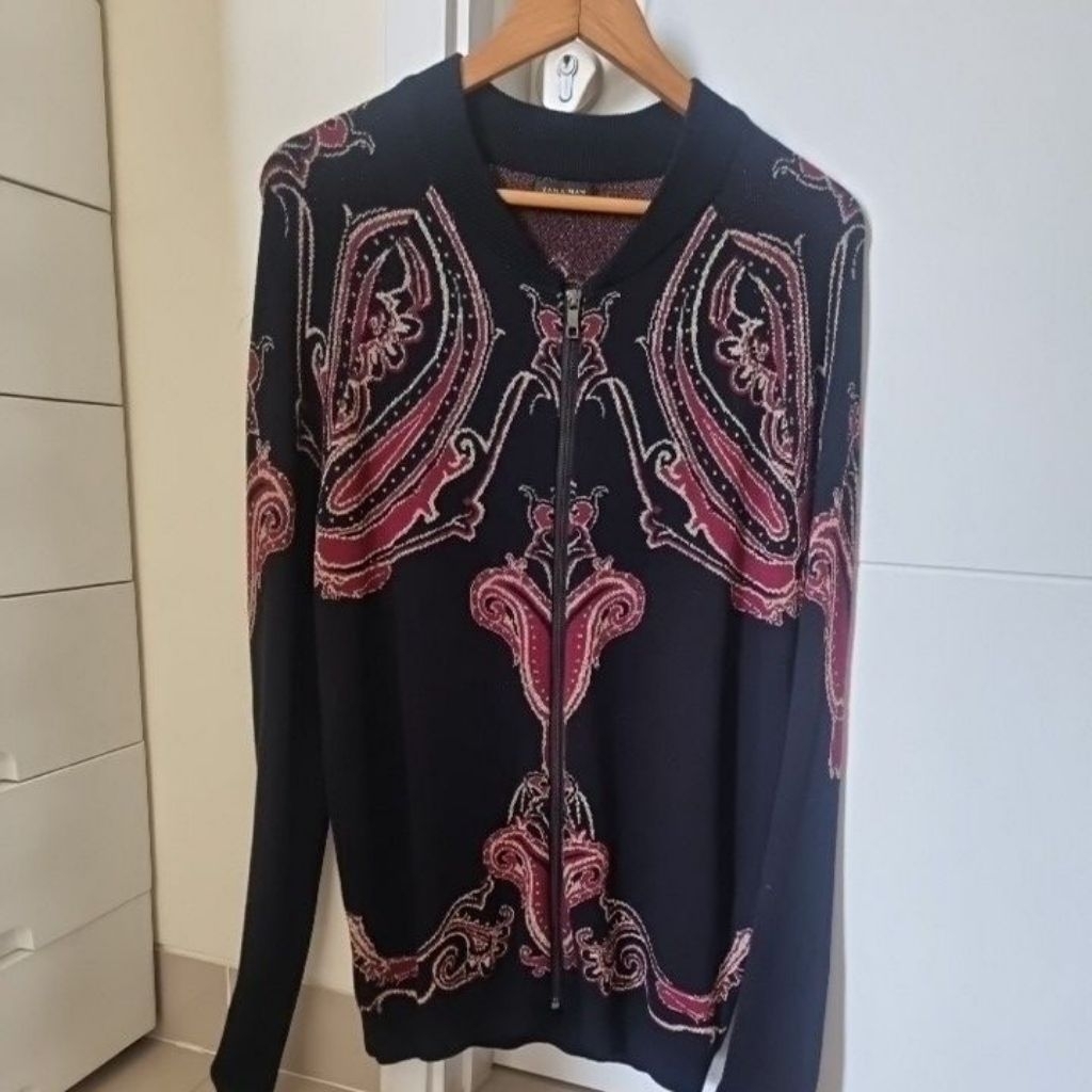 Preloved Zara Man Black Red Gold Metalic Outer Cardigan