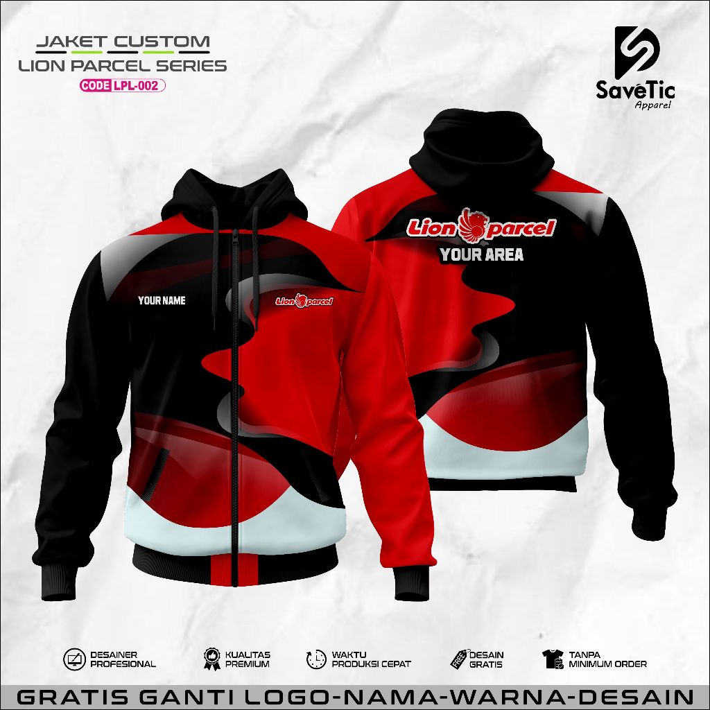 Jaket Lion Parcel full printing sublim/Jaket custom/Hoodie/Bomber/Tracktop/Jaket Kurir Lion Parcel/J