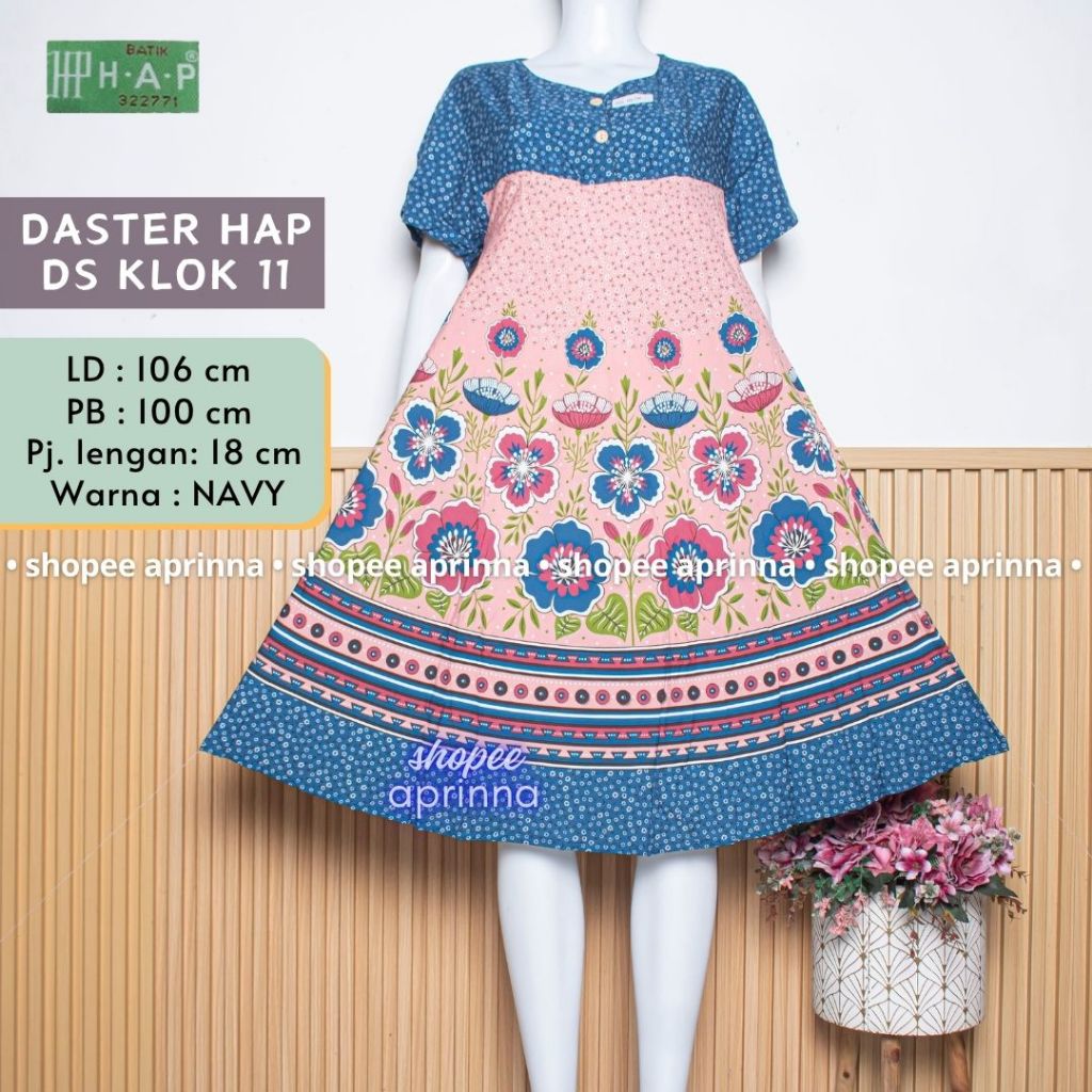 Batik H.A.P Daster Payung KLOK 11 Kancing Depan Busui Friendly Baju Wanita Dewasa Daster HAP Terbaru