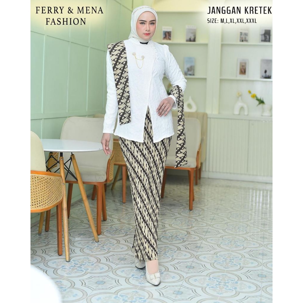 Dewi Kebaya Janggan Modern / Kebaya Jacquard fukuro jumbo Ld 130cm 120cm / kebaya baju pakaian wanit
