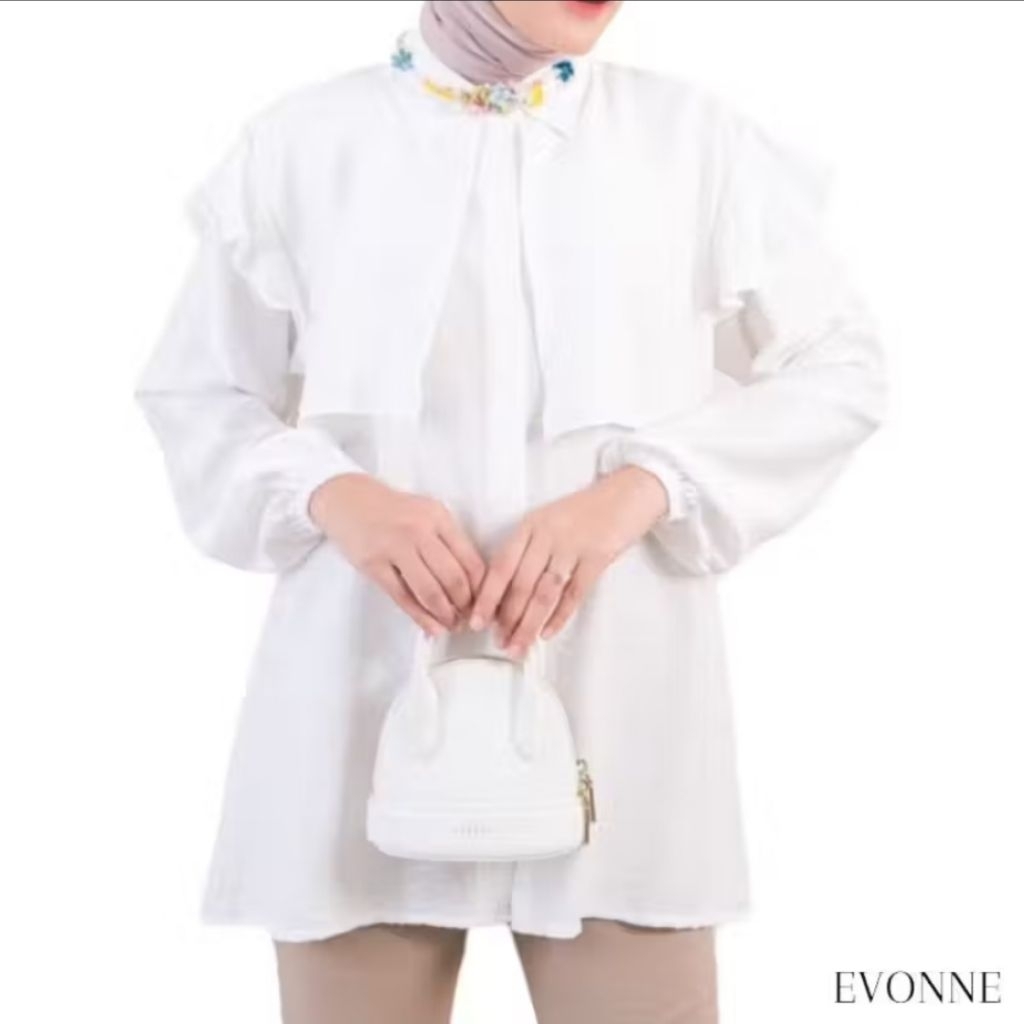 PRELOVED EVONNE Geza Blouse - Kemeja Kantor - White