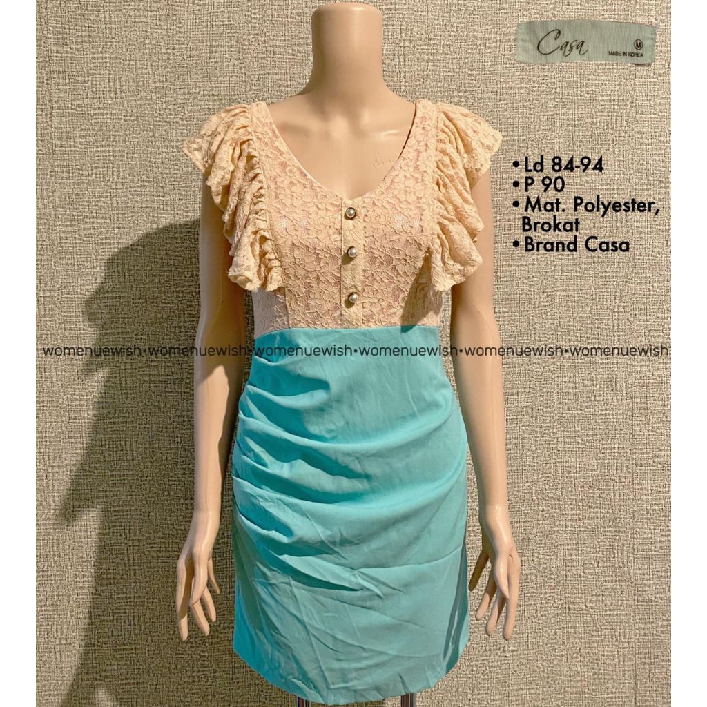 Mini Dress Lucu Brokat Mix Poly  Warna Salem