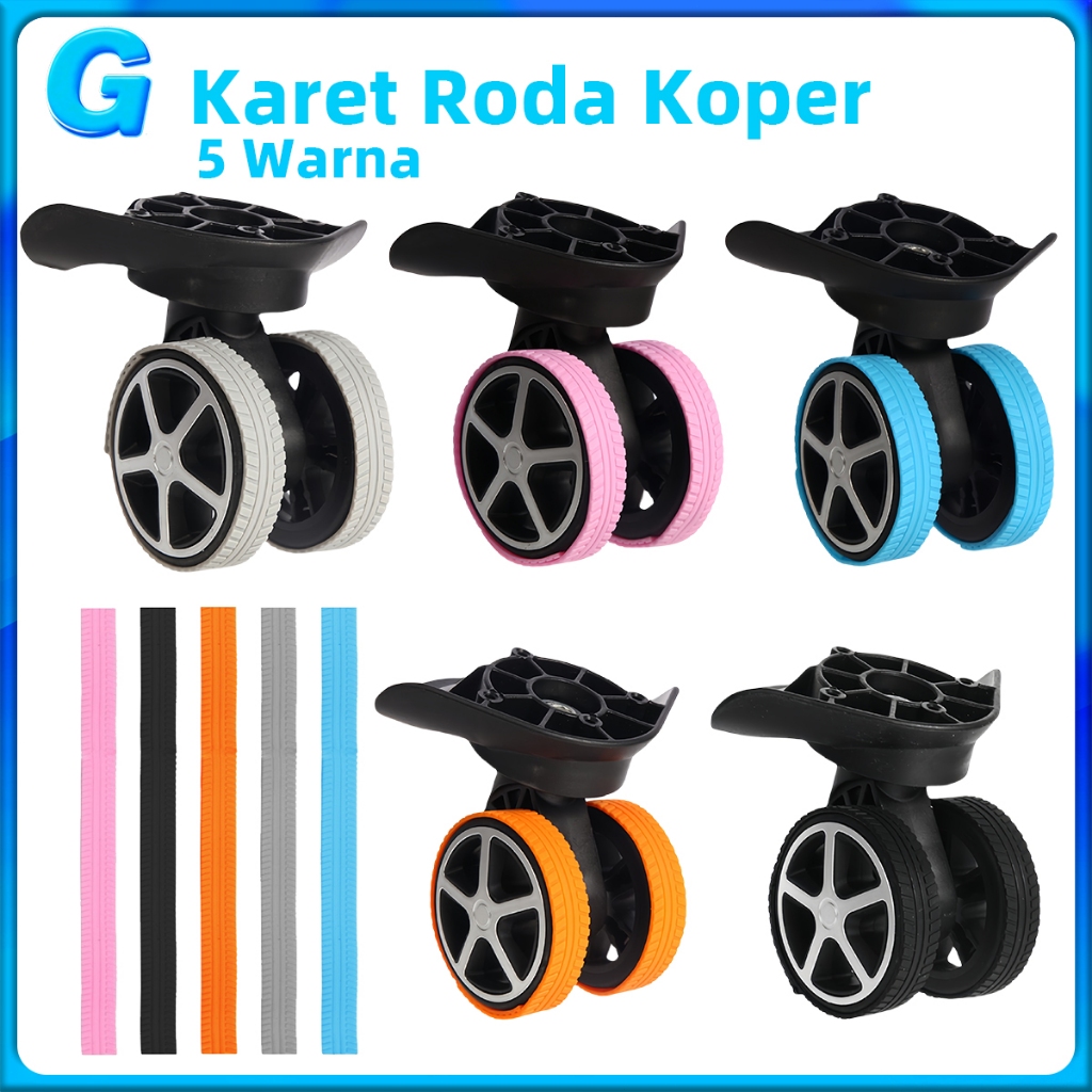 4Pcs 20cm Pola Anti Selip Karet Roda Koper Pengganti 360 Penyerapan Guncangan Yang Menebal Single Do