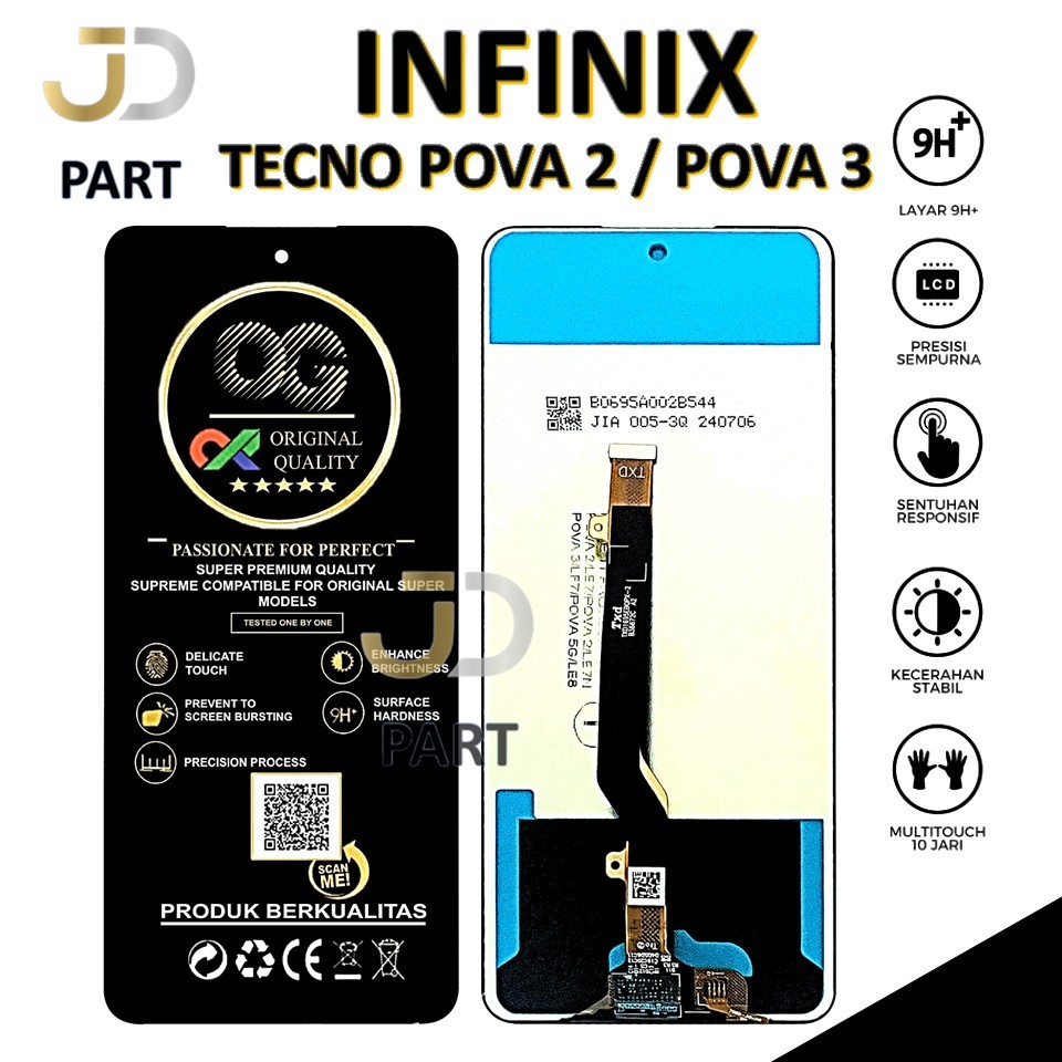 LCD TOUCHSCREEN INFINIX  TECNO POVA 2 / POVA 3 COMPLETE ORIGINAL 100% FULLSET