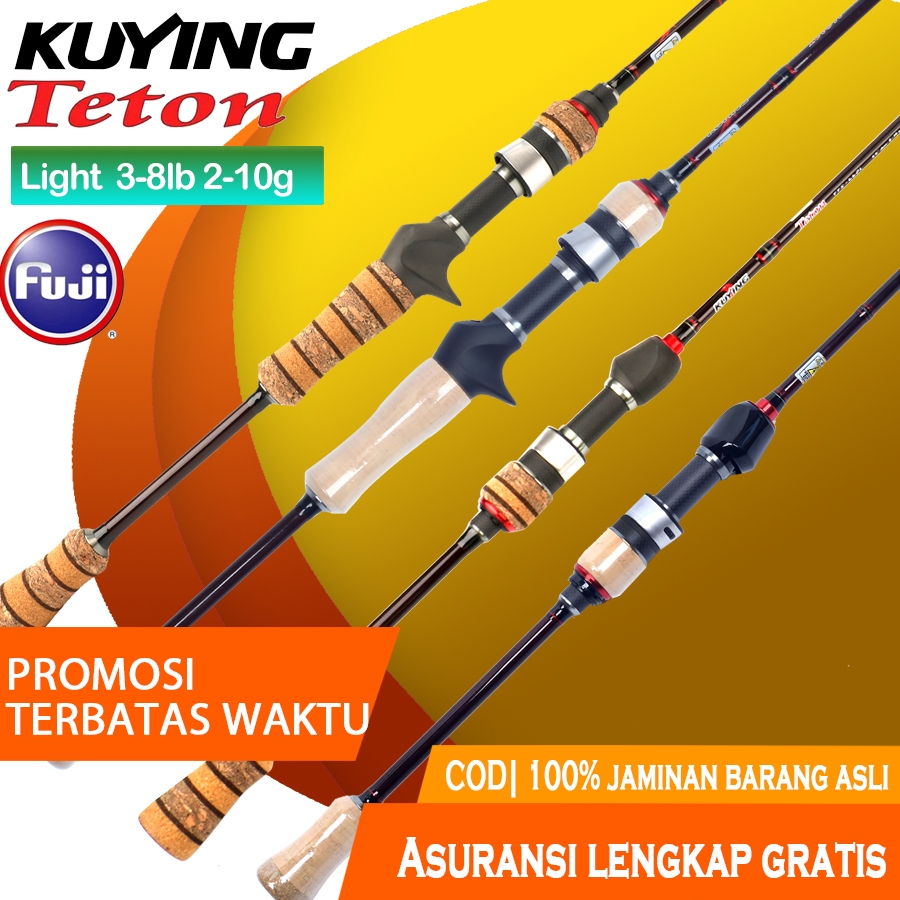 KUYING TETON Joran Light 3 8lb 2-10g 198cm Spinning Casting BC 662L FUJI Fishing Rod Carbon