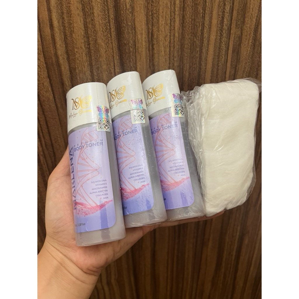 3 pcs TONER BADAN MARLENA  MARLENA WHITENING STRONG BODY TONER