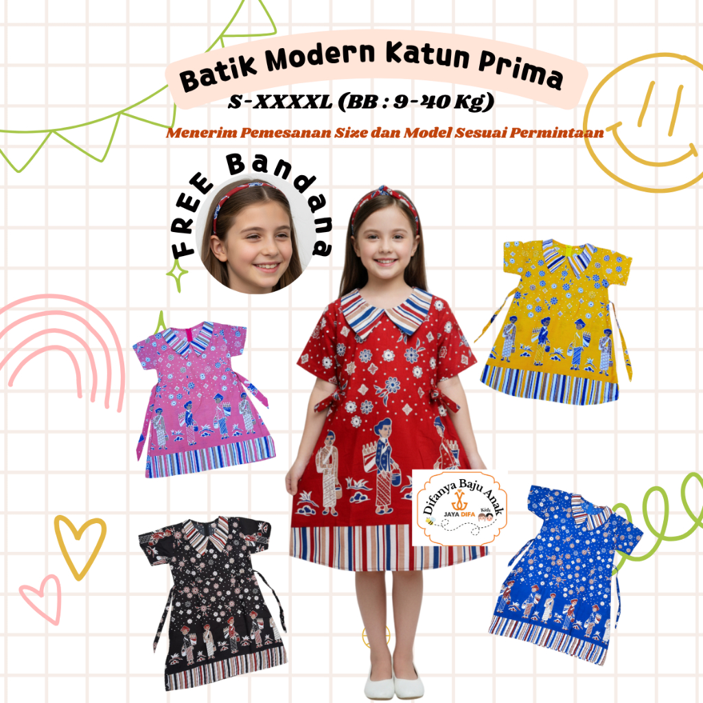 Dress Nikita Batik Natal Hanfu Anak PerempuanTerbaru Jamu Gendong Lucu Kain Katun Premium BB 10-40 K