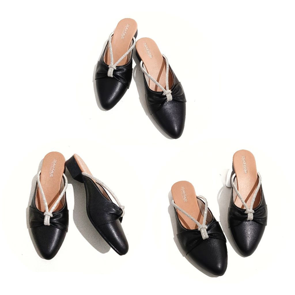 Sandal Selop Tutong Wanita Kulit Asli Mules Variasi