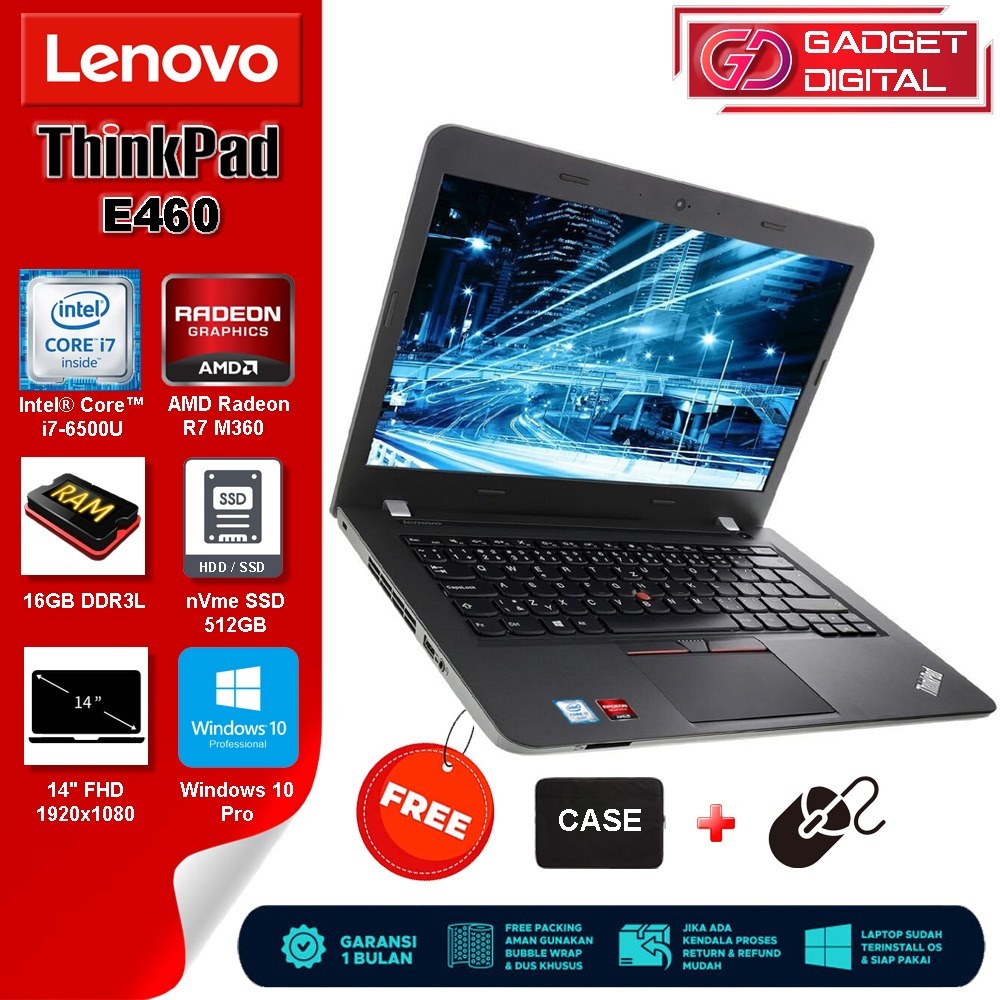 Laptop Lenovo Thinkpad E460 Core i7 Gen 6 | Radeon R7 / 16GB / SSD nVme 512GB | 14" FHD