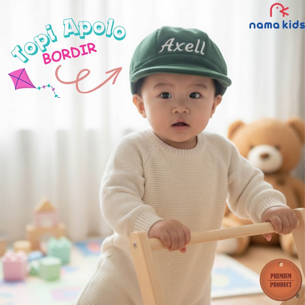 TOPI BAYI BORDIR NAMA TOPI BAYI CUSTUME BORDIR NAMA SATUAN  TOPI BAYITOPI BAYI TOPI BAYI APOLO