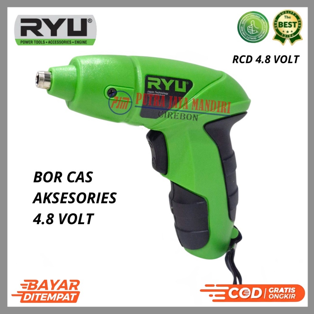 Ryu Bor Obeng Batrei 4.8 Volt Cordless Drill Mesin Cordless Tanpa Kabel RCD 4.8 V-1 100% Original