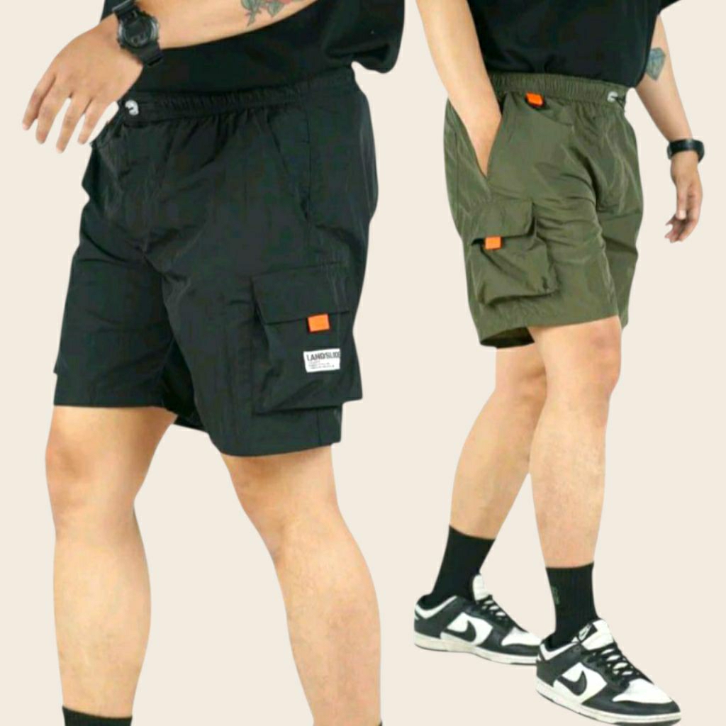 Celana Pendek Cargo Pria Dewasa Diatas Lutut Bahan Parasut
