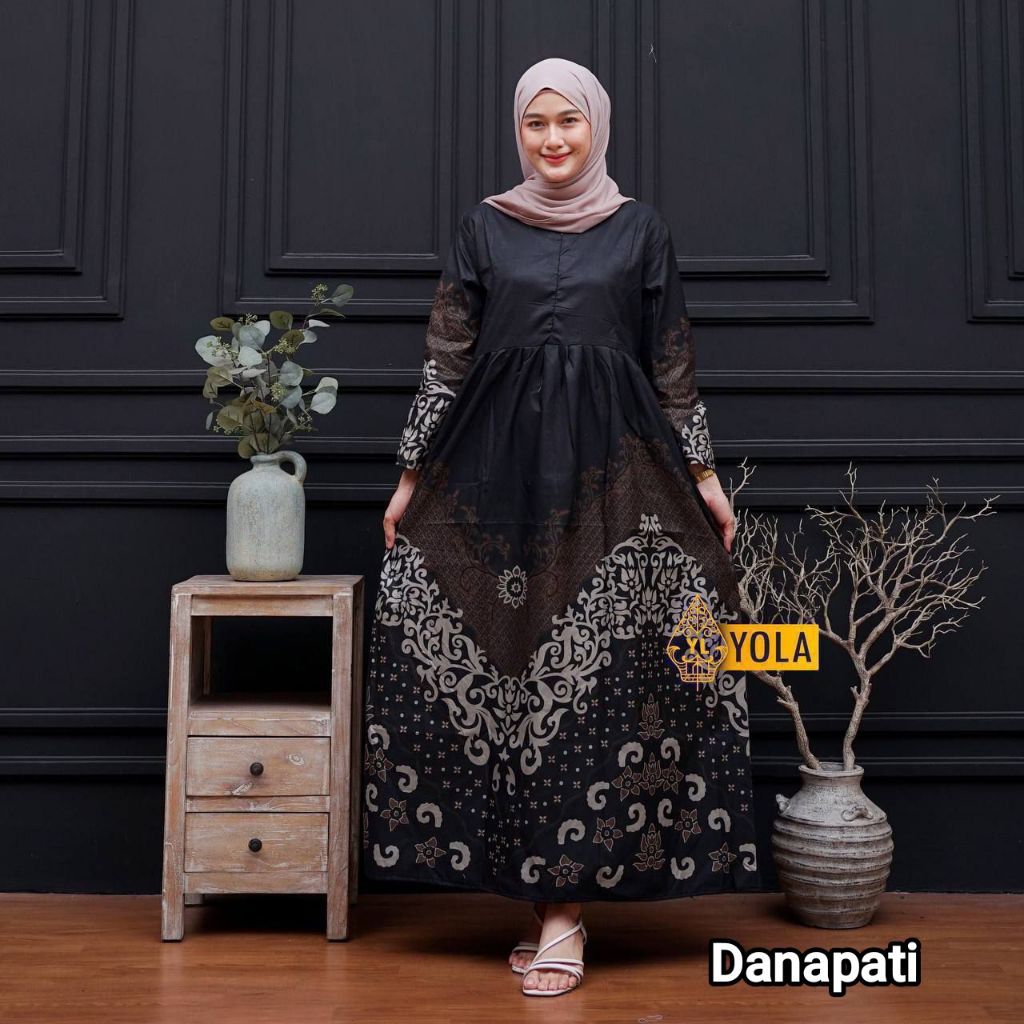 BAJU GAMIS BATIK INARA - GAMIS DRESS BATIK WANITA KEKINIAN - DRESS BATIK CANTIK RAYON