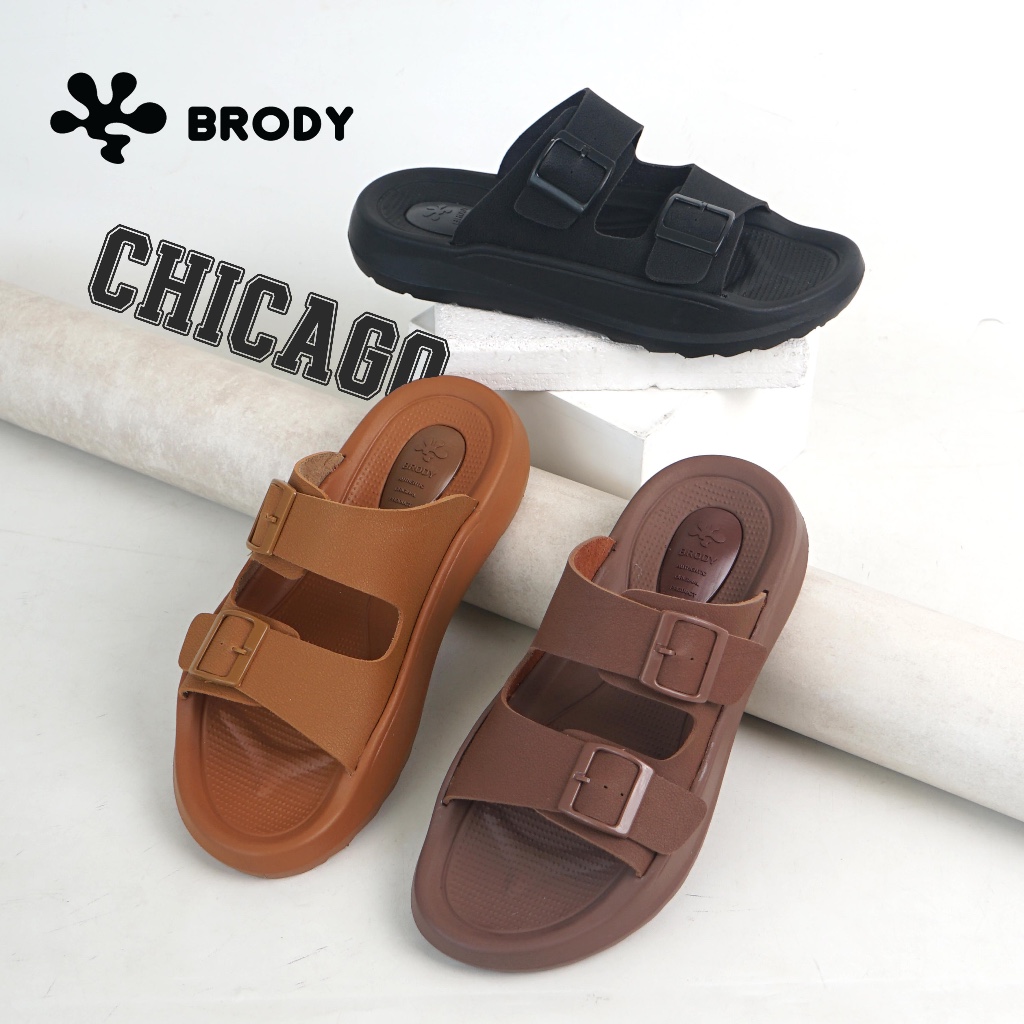Sandal Slop Pria BRODY CHICAGO | sendal gesper ban dua laki-laki dewasa | selop cowok remaja