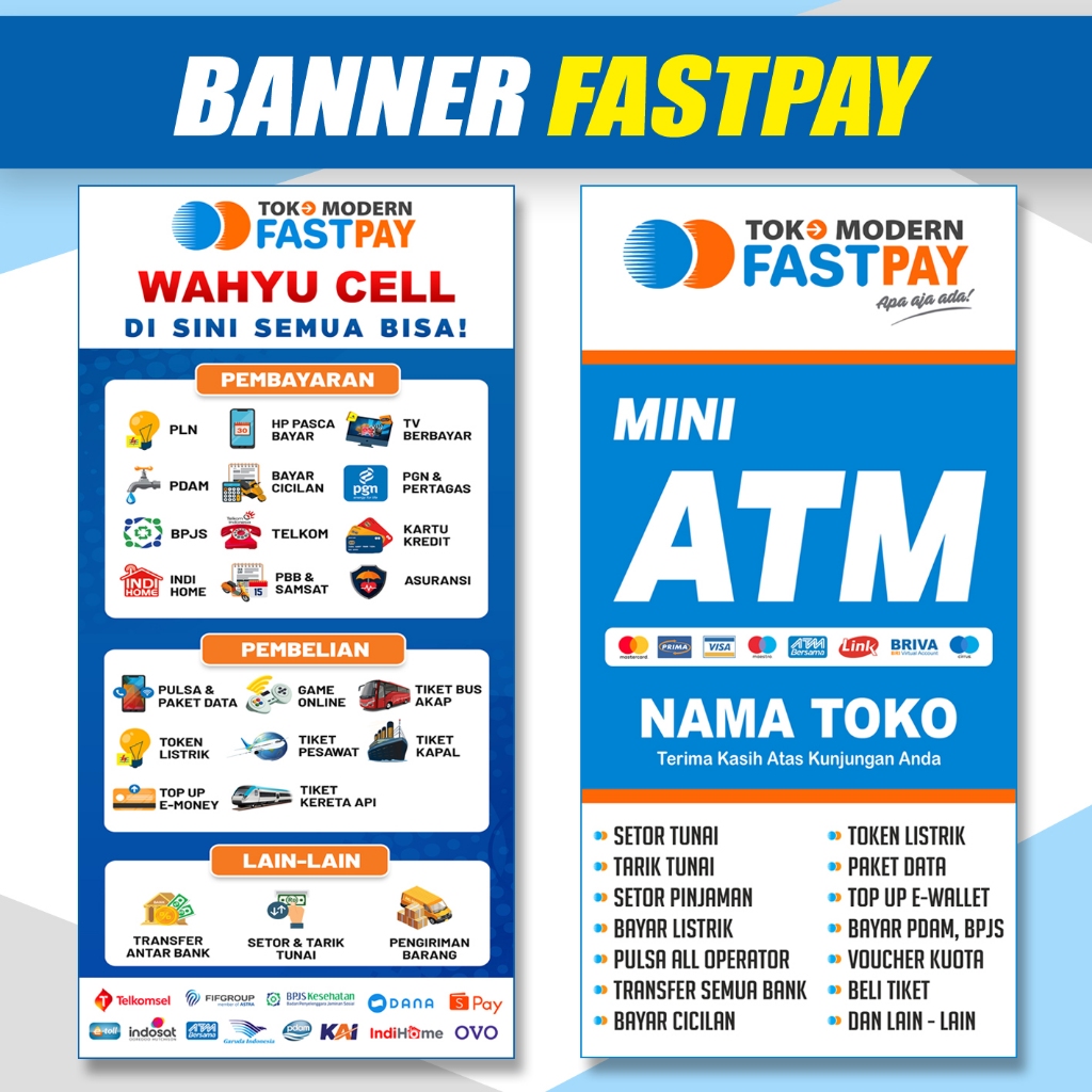 Banner Fastpay Agen Konter PPOB Paket 2 Banner Tebal Bahan 280 GSM