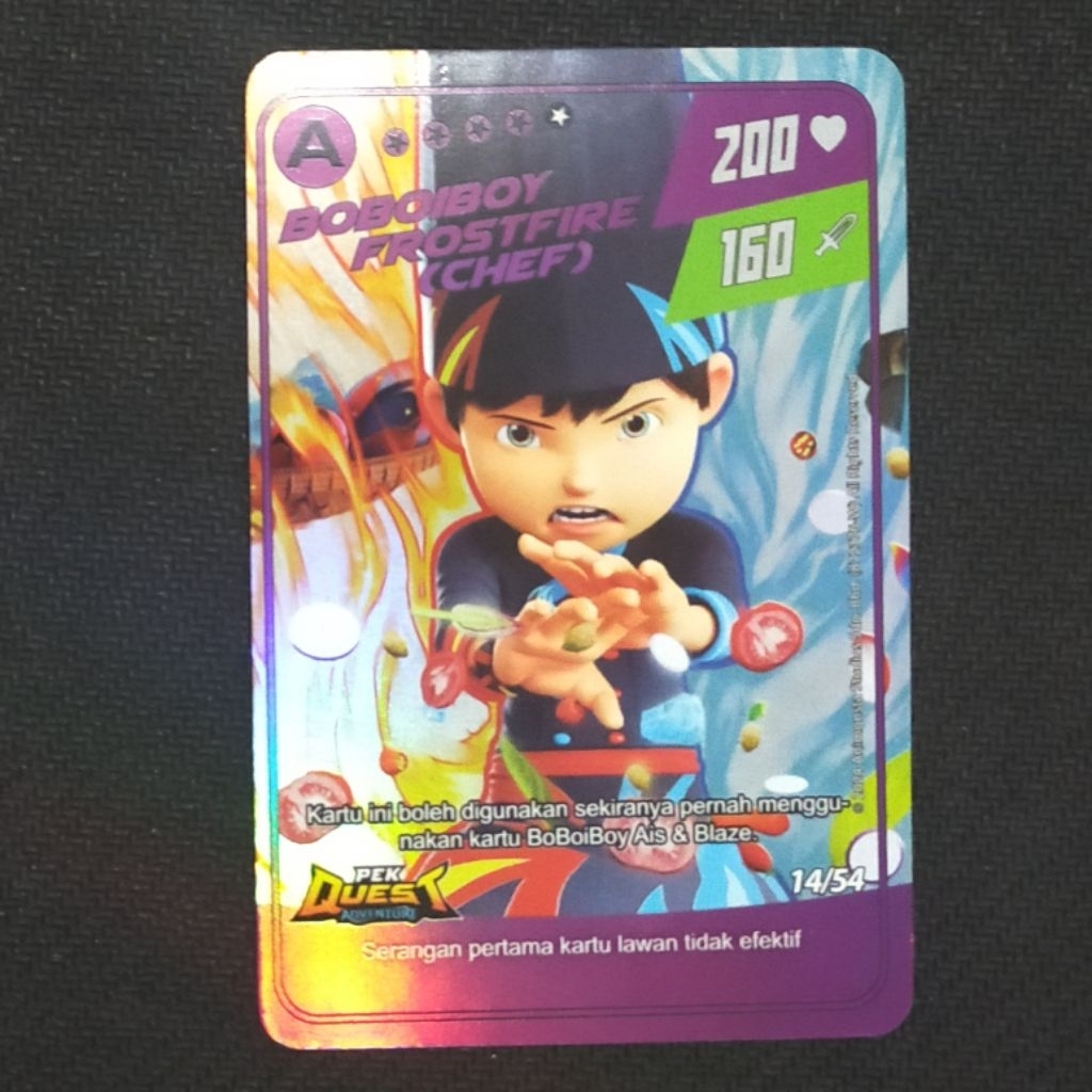 Boboiboy Monsta Galaxy Card Boboiboy Frostfire (Chef) 14/54 Pek Quest Adventure (Silver)
