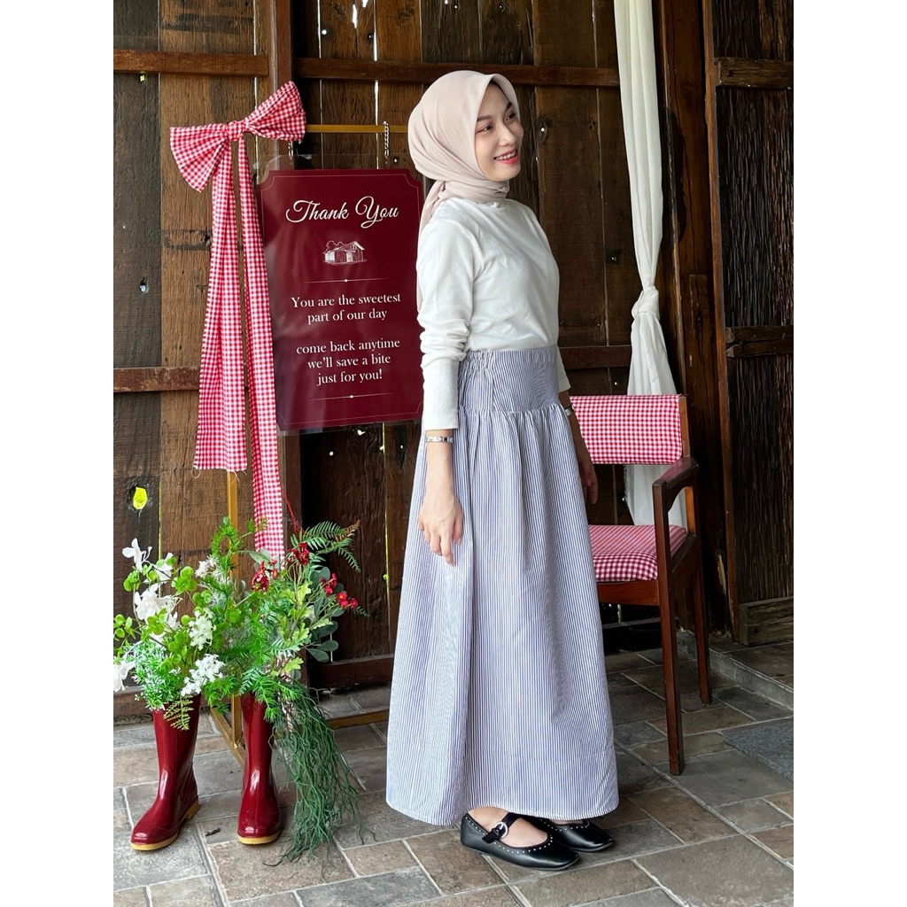 ELORA SKIRT - rok A line rok casual skirt daily rok salur rok korea rok panjang wanita kekinian