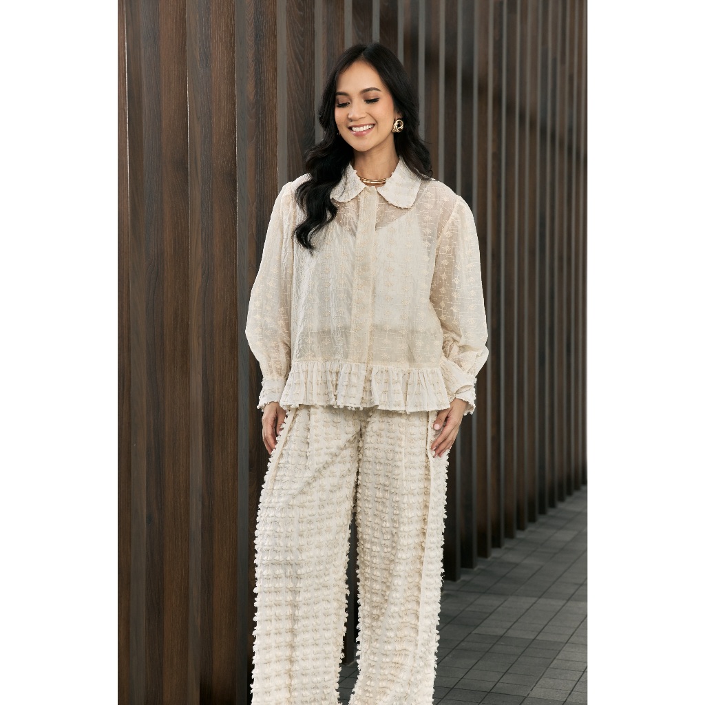 MINEWEAR - LILOU BLOUSE - ATASAN BLOUSE WANITA CREAM