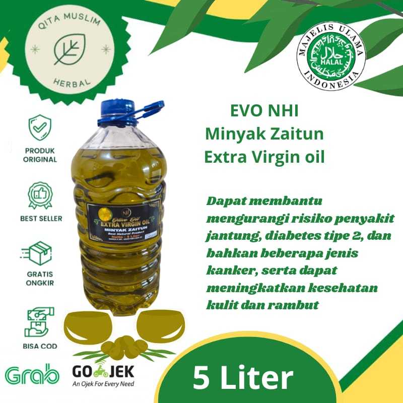 MINYAK ZAITUN EVO 5 LITER MINYAK ZAITUN EXTRA VIRGIN OIL KEMASAN 5 LITER