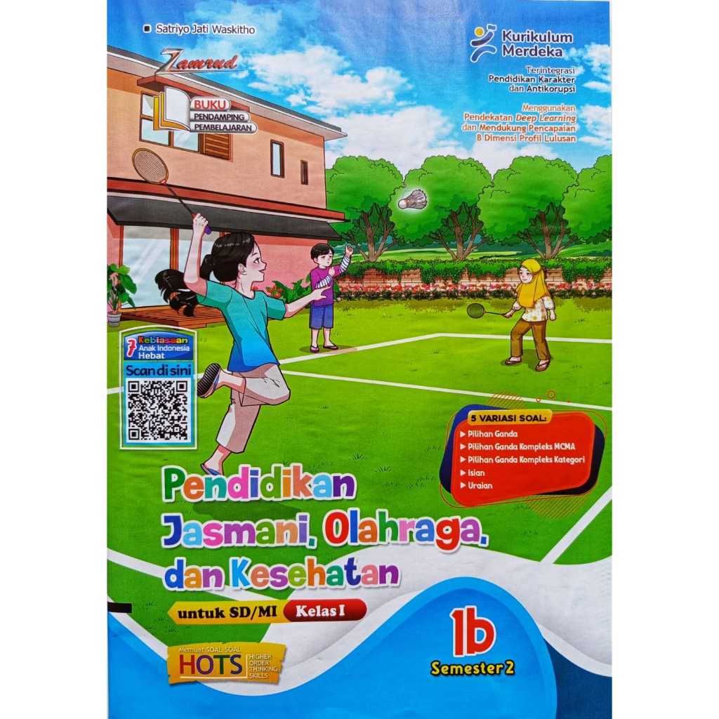 BUKU LKS PJOK SD/MI KELAS 1 SEMESTER 2 KURIKULUM MERDEKA 2025-2026 ZAMRUD