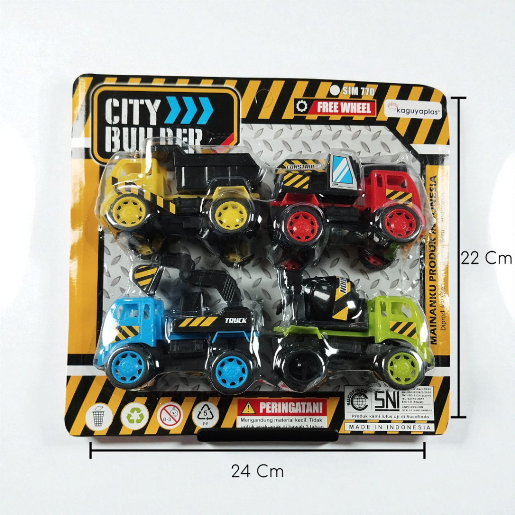 Kaguyaplas, City Builder Playset Mobil Mainan 4 Mobil.