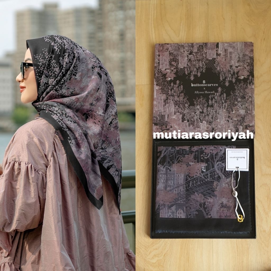 READY STOCK Buttonscarves Voal Scarf New York Series 3 Courage 110 cm Reguler Size Voile Nolita Trib