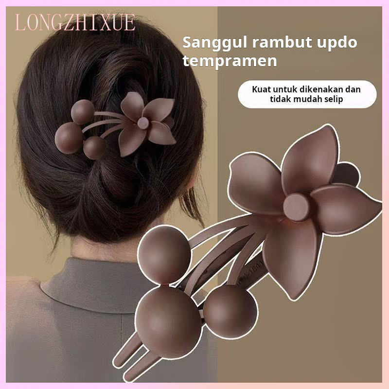 Jepitan rambut bunga besar, gaya modis dan trendi, cocok untuk gaya rambut dan sanggul wanita.