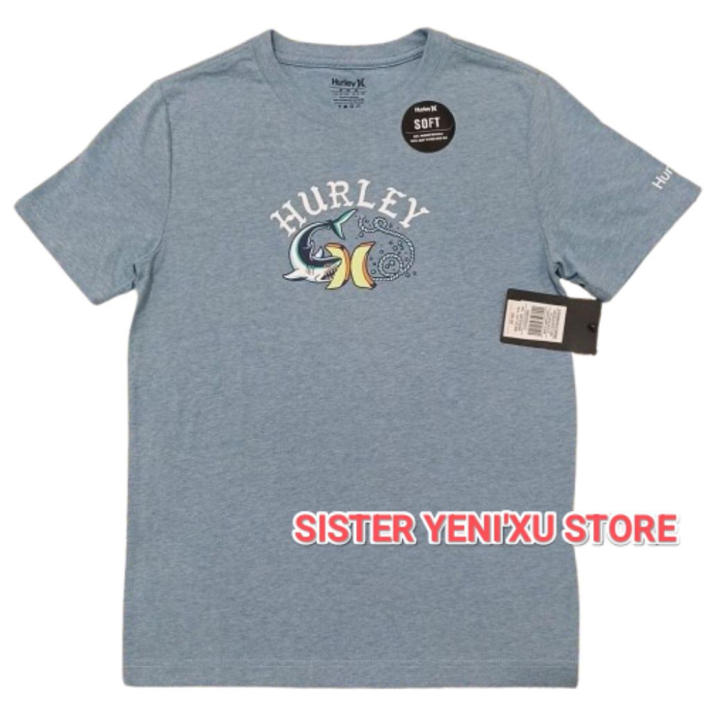 Kaos Anak Hurley Shark Flash Boy T-Shirt BLUE (Size M,L) ORIGINAL STORE 100%